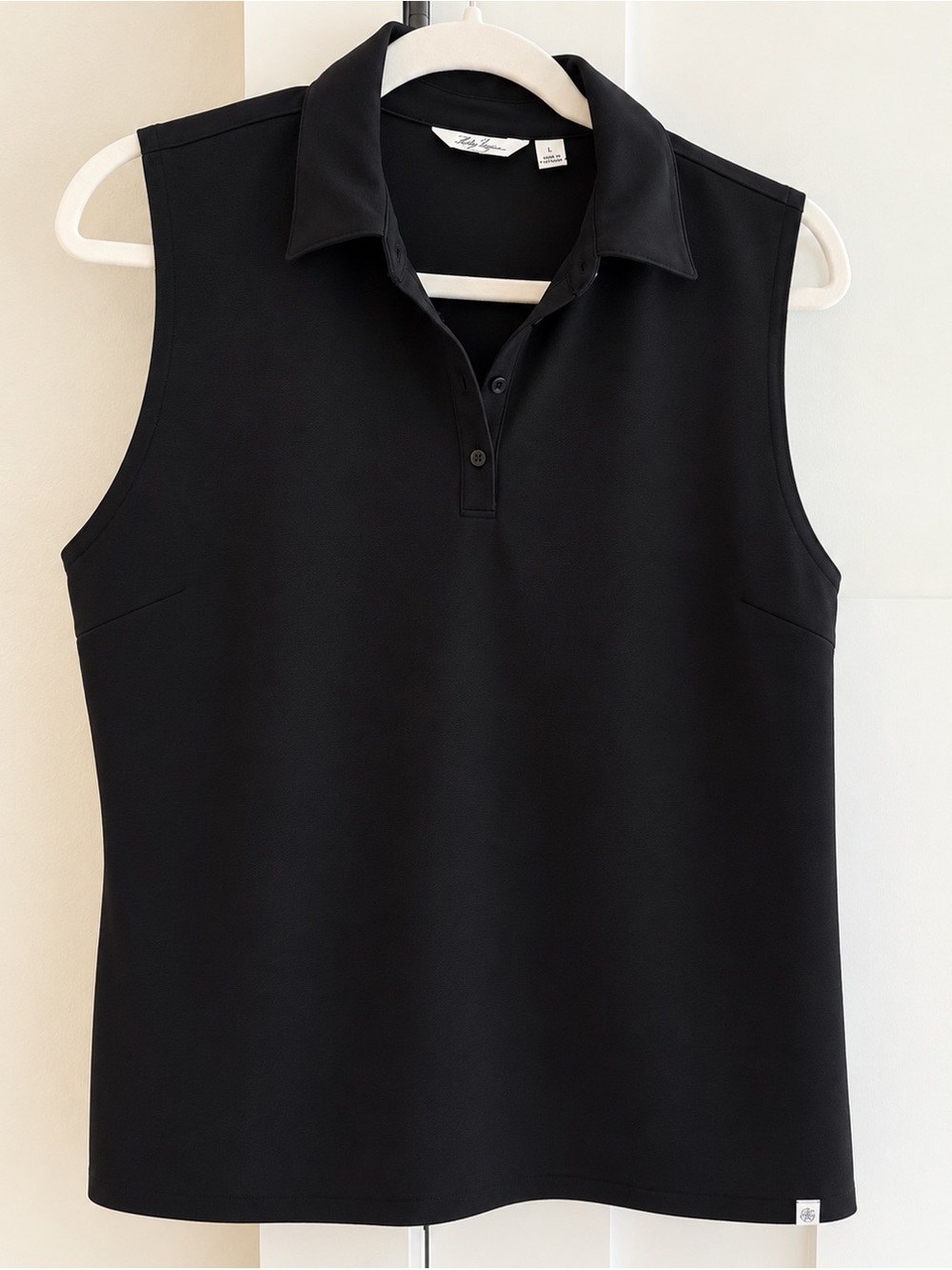 Lady Hagen Black Sleeveless Polo Collar Golf Tennis Top Moisture Wicking LARGE